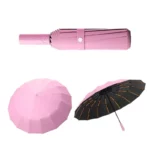 Magnifique parapluie automatique rose de 107 cm de diamètre et 33 cm replié de grande qualité.