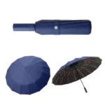 Magnifique parapluie automatique bleu de 107 cm de diamètre et 33 cm replié de grande qualité.
