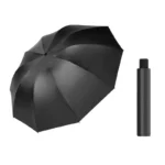 Joli parapluie inverse noir de 130 cm de diamètre anti-UV très efficace.