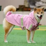 Superbe imperméable rose pour chien à bandes réfléchissantes