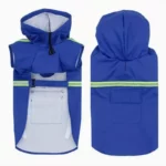 Magnifique imperméable chien bleu à bandes réfléchissantes