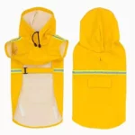 Magnifique imperméable chien jaune à bandes réfléchissantes