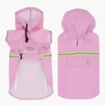 Magnifique imperméable chien rose à bandes réfléchissante