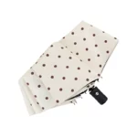 Parapluie automatique blanc à pois, très sympa.