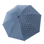 Parapluie automatique bleu, motif à pois, sympa.