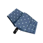 Parapluie automatique bleu, motif à pois, très joli.