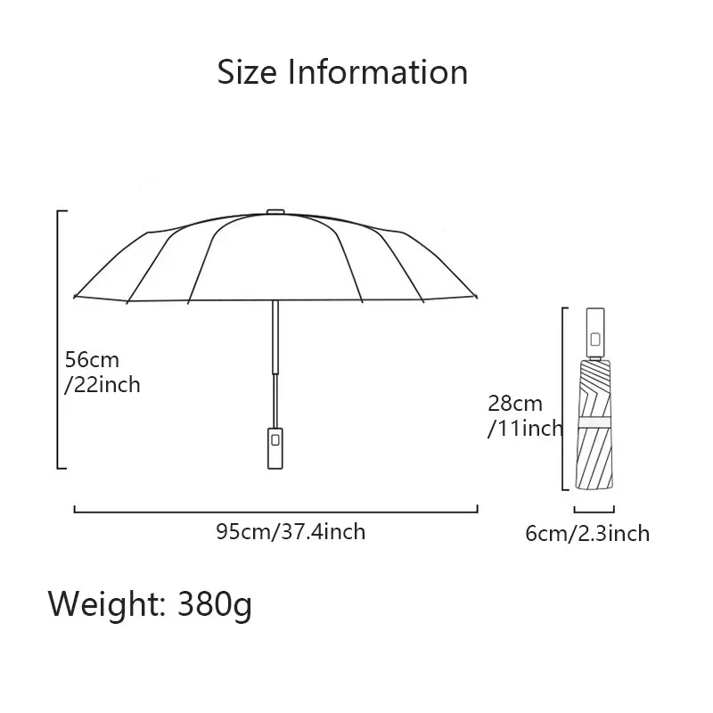 Très beau parapluie automatique blanc de 95 cm caractéristique technique.