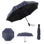 Bon paraplui automatique de couleur bleu ciel au motif de tête d'ourson.