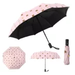 Beau parapluie automatique rose de qualité.