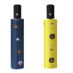 Magnifiques parapluies automatiques rose et bleu marine à motif de tête d'ourson.