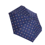 Joli parapluie automatique rose bleu marine avec un motif de tête d'ourson.