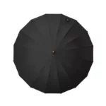 Parapluie golf noir élégant avec détails dorés, longue poignée, parfait pour allier protection et style sous la pluie