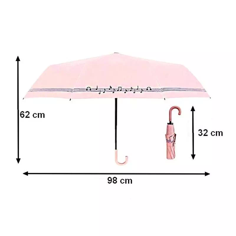 Joli parapluie canne, thème : notes de musiques, solide et magnifique, les dimensions.