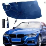 Très bon pare-soleil parapluie pour voiture 79 x 140 cm bleu et blanc