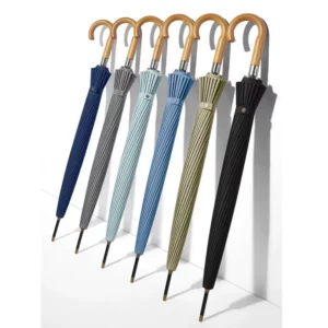 Collection de parapluies cannes élégants, tons sobres et modernes, poignée bois, accessoire chic pour toutes les occasions.