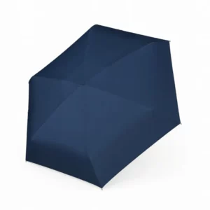 Parapluie bleu marine ouvert, toile unie et résistante.