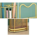 Beau porte-parapluie en métal, de grande capicité, de couleur or.