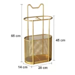 C'est un beau porte-parapluie de belle capicité en métal doré, 65 cm de haut, 28 cm de large !