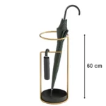 Porte parapluie nordique élégant en métal doré, parfait pour organiser vos accessoires de pluie avec style et modernité.