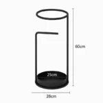 Porte-parapluie nordique en métal noir, design moderne, 60 cm de hauteur, pratique et compact pour organiser vos parapluies.
