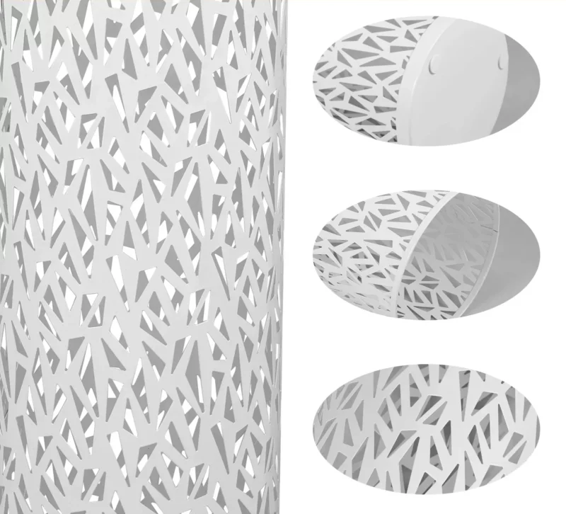 Tous les détails de ce beau porte-parapluie cylindrique blanc de 42 cm de haut.