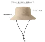 Chapeau de pluie beige unisexe, tour de tête 55–60 cm. Léger, respirant et ajustable, idéal pour les activités extérieures sous le soleil ou la pluie.