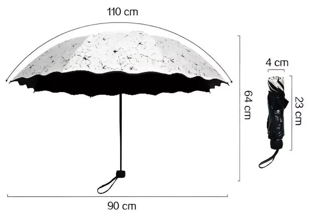 Parapluie pliant standard 110 cm, compact 23 cm replié, protection pluie fiable et élégante. Léger, solide, pratique au quotidien.