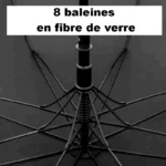 Zoom sur le mécanisme interne du parapluie, 8 baleines en fibre de verre résistantes au vent fort.