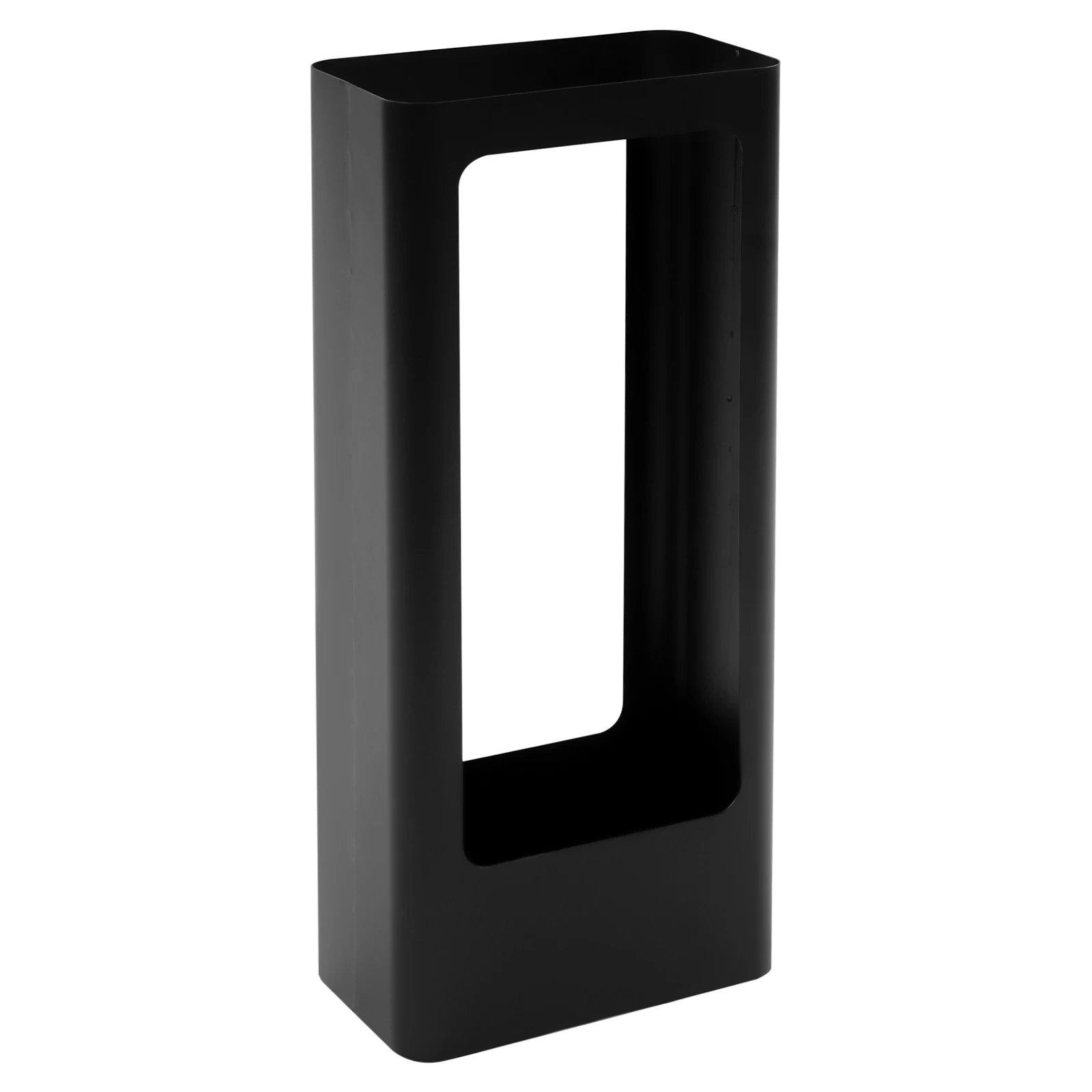Design contemporain pour ce porte-parapluie noir mat. Sa forme rectangulaire s’intègre à tous les intérieurs modernes et garde le sol toujours sec.