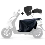 Kit complet tablier + manchons scooter. Protection intégrale contre pluie et vent. Confort, sécurité et chaleur garantis.