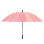 Parapluie rose clair, design romantique et résistant. Armature renforcée et toile épaisse, protection fiable et allure élégante.