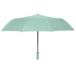 Parapluie vert d’eau déployé. Structure large, design épuré, ouverture automatique. Allie confort, esthétisme et efficacité.