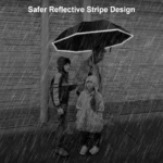 Parapluie noir grande taille, bandes réfléchissantes, protège toute la famille sous la pluie. Idéal pour enfants et adultes. led intégré