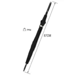 Parapluie canne noir de 87 cm, poids 596 g. Solide, élégant et bien équilibré. Le compagnon idéal pour un look classe par temps de pluie.