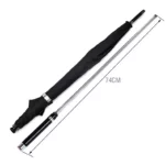 Parapluie canne noir de 74 cm de long fermé, finition métal argenté. Élégance et durabilité réunies dans un beau design + canne de 74 cm aussi compact et intemporelle.