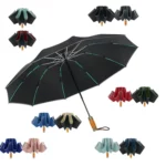 Parapluie automatique noir de luxe disponible en plusieurs couleurs en options. Structure solide, ouverture fluide.