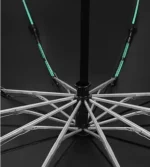 Structure interne du parapluie noir automatique, 12 baleines renforcées en fibre de verre. Modèle luxe ultra résistant et anti-retournement.