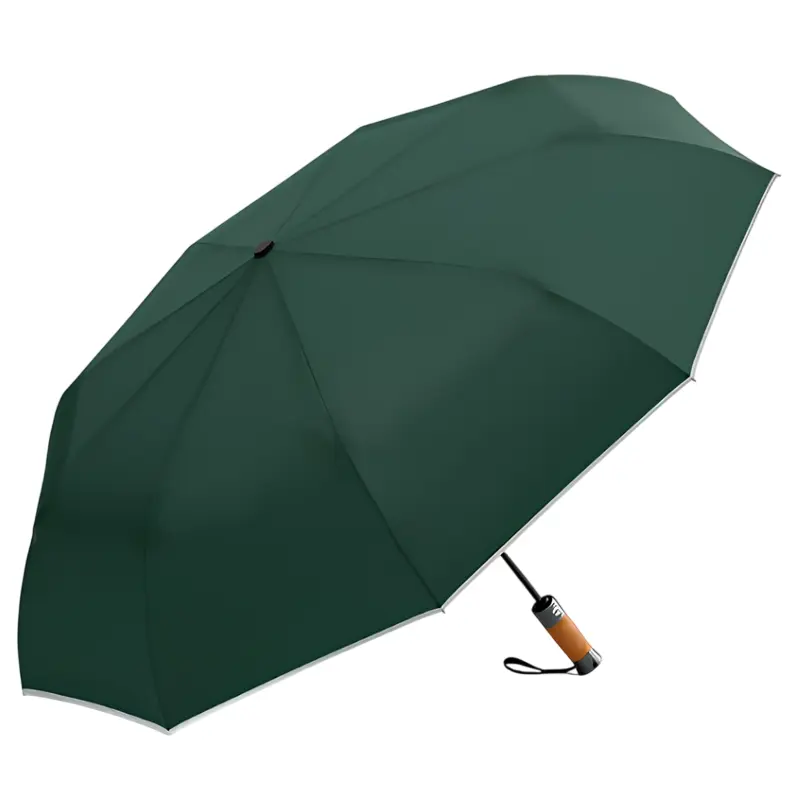 Parapluie automatique vert voncé de diamètre d'ouverture de 106 cm avec 12 baleines en fibres de verre.