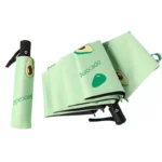 Parapluie vert automatique, compact et solide. Tissu imperméable anti-UV. Idéal pour enfants, design amusant et léger.