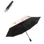 Parapluie rose clair automatique. Double tissu anti-UV, solide et pliable. Parfait pour enfants et adolescents.