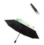 Parapluie vert automatique avec doublure noire anti-UV. Léger, compact et solide, parfait pour les enfants.