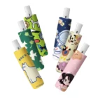 6 parapluies enfant multicolores à motifs amusants. Vert, rose, bleu ou jaune, beige etc... Faciles à ranger et très résistants.