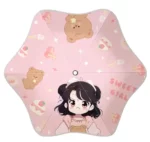 Parapluie rose “Sweet Girl” avec dessin kawaii. Léger et solide, parfait pour les filles.
