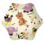 Parapluie beige à dessins d’animaux : ours, éléphant, canard. Léger et robuste, parfait pour les enfants.