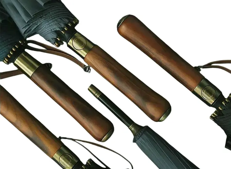 Pommeau bois magnifique de parapluie droit semi-automatique de golf.