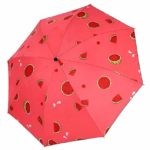 Parapluie rose pastèque 98 cm, automatique, hauteur 67 cm. Format compact 26 cm replié. Accessoire pratique, léger et parfait pour une pluie soudaine.