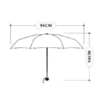 Parapluie noir 96 cm de diamètre et 56 cm de hauteur. Modèle compact, léger et pratique pour toutes vos sorties.