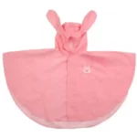 Poncho imperméable rose pour enfant, motif ours lapin, avec capuche à oreilles, parfait pour affronter la pluie avec style.