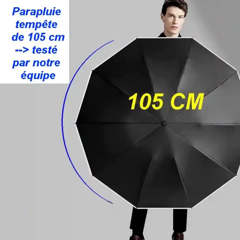 Parapluie noir inversé automatique de haute qualité de chez parapluieo.com