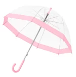 Parapluie cloche transparent rouge. Bord vif, excellente protection, visibilité claire. Parfait pour sortir avec style sous la pluie.
